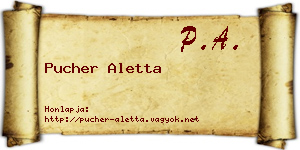Pucher Aletta névjegykártya